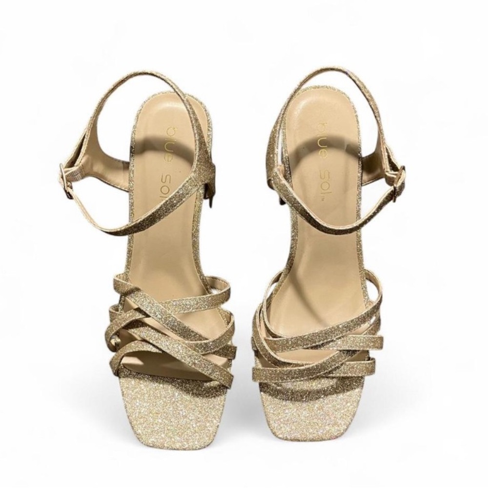 Blue Sol Glamorous gold glitter platform heels